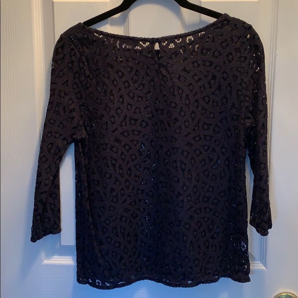 EUC LOFT navy lace blouse, sz SP